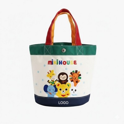 Cartoon Canvas Diaper Tote Lightweight Portable "Mommy Bag" High-Capacity Mini Handbag